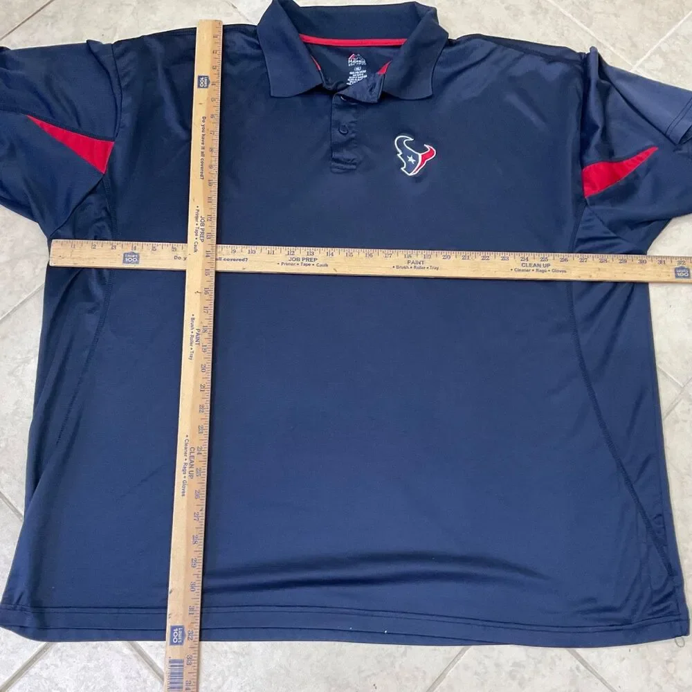 Houston Texans Majestic Polo shirt Men's size 5X Blue NFL Texans logo flaws*